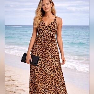 Leopard Print Maxi Dress | Animal Print Sleeveless Summer Dress